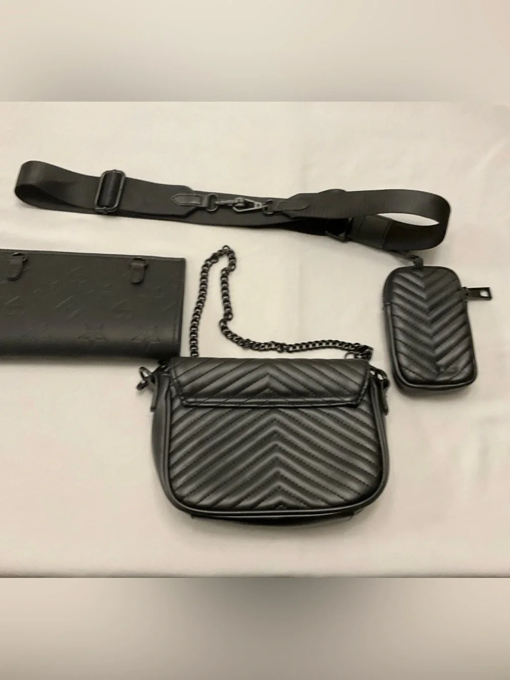 Aldo 3 in 1 Handbag Exchange Straps Black Clutch